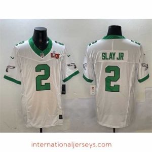 Outstanding Philadelphia Eagles 2 Darius Slay Jr  White 2025 Super Bowl LIX Patch F.U.S.E  Vapor Untouchable Limited Stitched Football Jersey