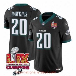 High quality Philadelphia Eagles 20 Brian Dawkins Black 2025 Eagles Logo Super Bowl LIX Patch New F.U.S.E  Vapor Limited Stitched Football Jersey