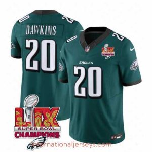Top notch Philadelphia Eagles 20 Brian Dawkins Green 2025 Eagles Logo Super Bowl LIX Patch New F.U.S.E  Vapor Limited Stitched Football Jersey