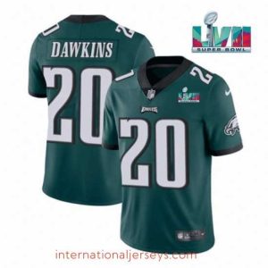 Finest Philadelphia Eagles 20 Brian Dawkins Green Super Bowl LVII Patch Vapor Untouchable Limited Stitched Jersey