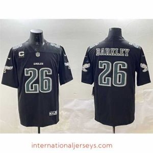 Exquisite Philadelphia Eagles 26 Saquon Barkley Black Fashion With 3 Star C Patch Vapor Untouchable Limited Stitched Football Jersey