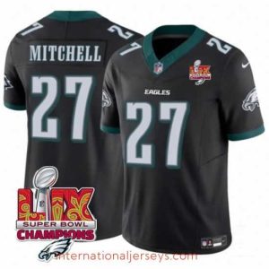 Premium Philadelphia Eagles 27 Quinyon Mitchell Black 2025 Eagles Logo Super Bowl LIX Patch New F.U.S.E  Vapor Untouchable Limited Stitched Football Jersey