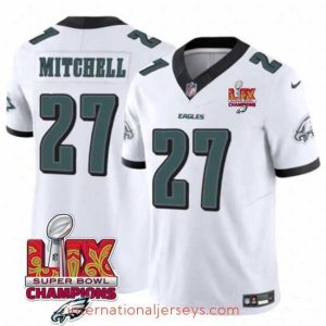 Superior Philadelphia Eagles 27 Quinyon Mitchell White 2025 Eagles Logo Super Bowl LIX Patch New F.U.S.E  Vapor Limited Stitched Football Jersey