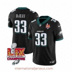 Exceptional Philadelphia Eagles 33 Cooper DeJean Black 2025 Eagles Logo Super Bowl LIX Patch New F.U.S.E  Vapor Untouchable Limited Stitched Football Jersey