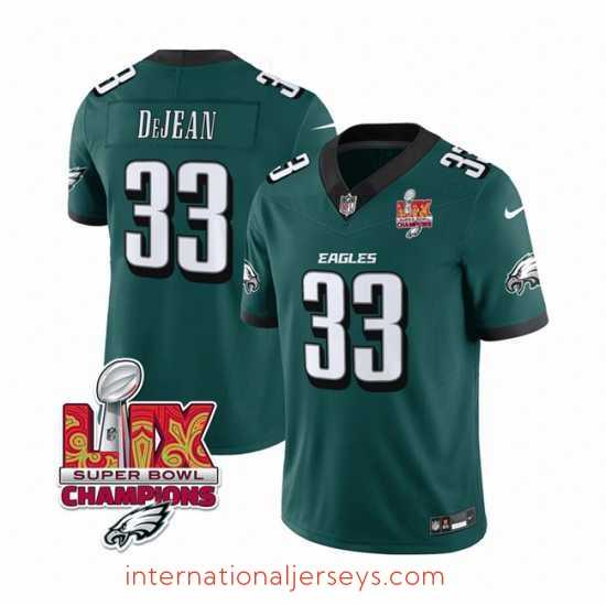 Superior Philadelphia Eagles 33 Cooper DeJean Green 2025 Eagles Logo Super Bowl LIX Patch New F.U.S.E Vapor Untouchable Limited Stitched Football Jersey