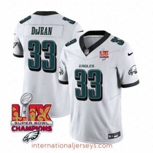 Exceptional Philadelphia Eagles 33 Cooper DeJean White 2025 Eagles Logo Super Bowl LIX Patch New F.U.S.E  Vapor Untouchable Limited Stitched Football Jersey