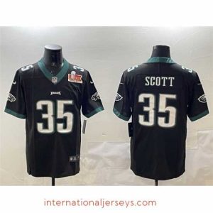 Superb Philadelphia Eagles 35 Boston Scott Black 2025 Super Bowl LIX Patch Vapor Untouchable Limited Stitched Football Jersey