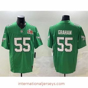 High quality Philadelphia Eagles 55 Brandon Graham Green 2025 Super Bowl LIX Patch F.U.S.E  Throwback Vapor Untouchable Limited Stitched Football Jersey
