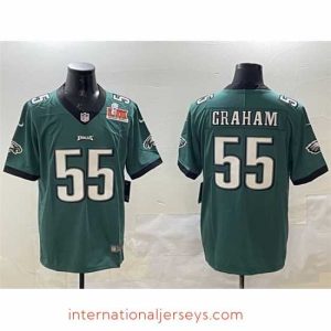 Deluxe Philadelphia Eagles 55 Brandon Graham Green 2025 Super Bowl LIX Patch Vapor Untouchable Limited Stitched Football Jersey