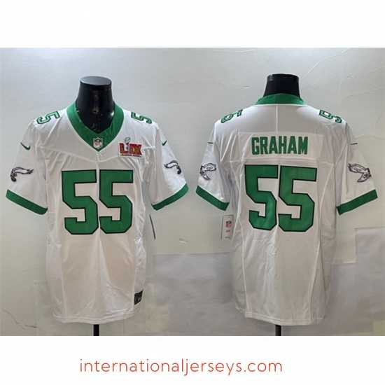 Finest Philadelphia Eagles 55 Brandon Graham White 2025 Super Bowl LIX Patch F.U.S.E Vapor Untouchable Limited Stitched Football Jersey