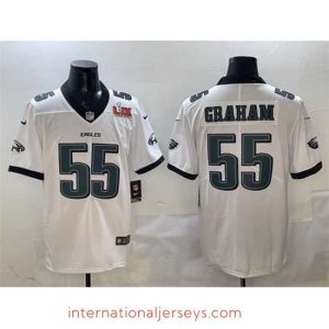 Exceptional Philadelphia Eagles 55 Brandon Graham White 2025 Super Bowl LIX Patch New Vapor Untouchable Limited Stitched Football Jersey