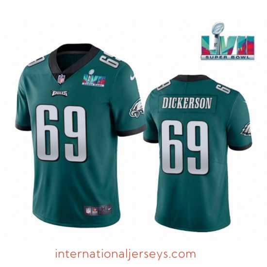 Premium Philadelphia Eagles 69 Landon Dickerson Green Super Bowl LVII Patch Vapor Untouchable Limited Stitched Jersey
