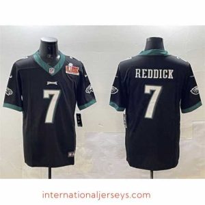Superb Philadelphia Eagles 7 Haason Reddick Black 2025 Super Bowl LIX Patch Vapor Untouchable Limited Stitched Football Jersey