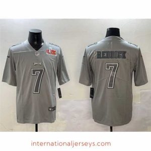 Deluxe Philadelphia Eagles 7 Haason Reddick Grey 2025 Super Bowl LIX Patch Atmosphere Fashion Vapor Untouchable Limited Stitched Football Jersey