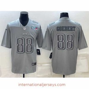 High quality Philadelphia Eagles 88 Dallas Goedert Gray Super Bowl LVII Patch Atmosphere Fashion Stitched Jersey