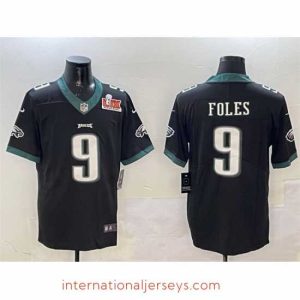 Top notch Philadelphia Eagles 9 Nick Foles Black 2025 Super Bowl LIX Patch Vapor Untouchable Limited Stitched Football Jersey