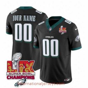 Superb Philadelphia Eagles Active Player Custom Black 2025 Eagles Logo Super Bowl LIX Patch New F.U.S.E  Vapor Limited Stitched Football Jersey