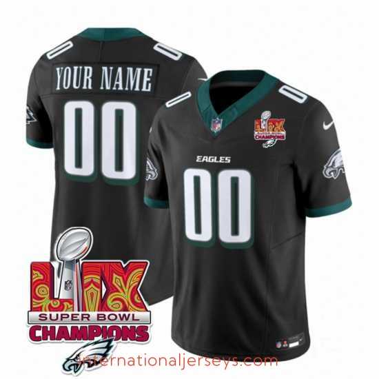 Superb Philadelphia Eagles Active Player Custom Black 2025 Eagles Logo Super Bowl LIX Patch New F.U.S.E Vapor Limited Stitched Football Jersey