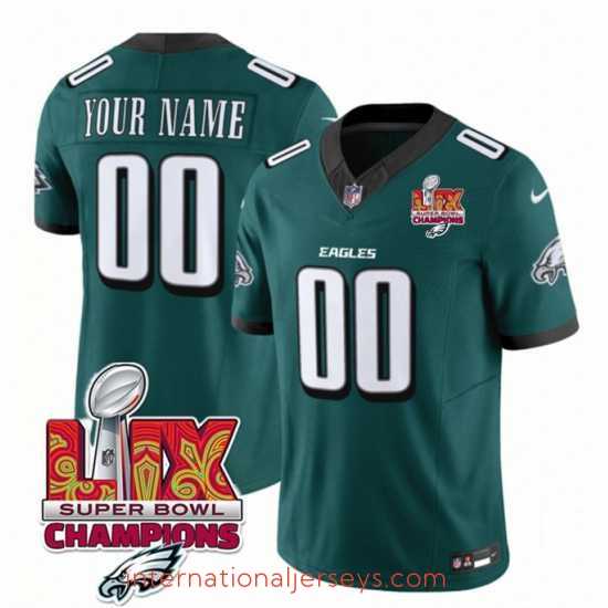 Finest Philadelphia Eagles Active Player Custom Green 2025 Eagles Logo Super Bowl LIX Patch New F.U.S.E Vapor Limited Stitched Football Jersey