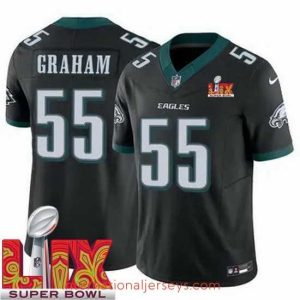 High quality Philadelphia Eagles Brandon Graham #55 Black 2024 2025 Super Bowl LIX F.U.S.E Stitched NFL Jersey