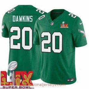 Finest Philadelphia Eagles Brian Dawkins #20 Kelly Green 2024 2025 Super Bowl LIX F.U.S.E Stitched NFL Jersey