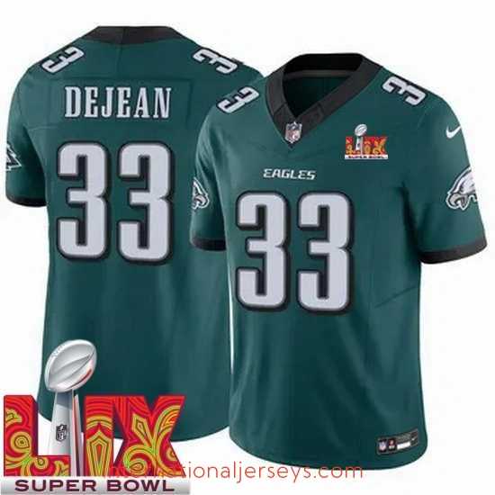 Top notch Philadelphia Eagles Cooper DeJean #33 Green 2024 2025 Super Bowl LIX F.U.S.E Stitched NFL Jersey