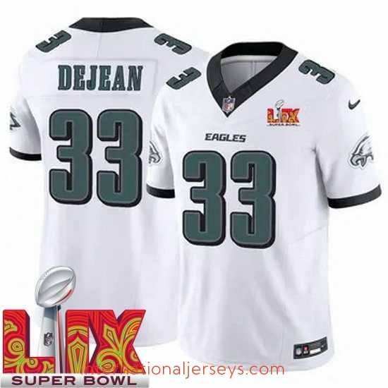 Superb Philadelphia Eagles Cooper DeJean #33 White 2024 2025 Super Bowl LIX F.U.S.E Stitched NFL Jersey