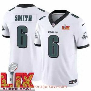 Deluxe Philadelphia Eagles DeVonta Smith #6 White 2024 2025 Super Bowl LIX F.U.S.E Stitched NFL Jersey