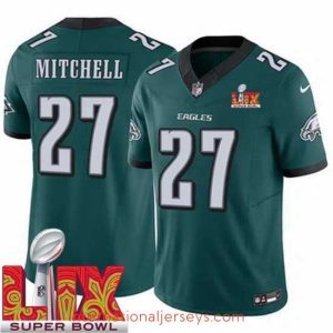 Outstanding Philadelphia Eagles Quinyon Mitchell #27 Green 2024 2025 Super Bowl LIX F.U.S.E Stitched NFL Jersey