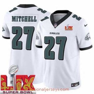 Outstanding Philadelphia Eagles Quinyon Mitchell #27 White 2024 2025 Super Bowl LIX F.U.S.E Stitched NFL Jersey