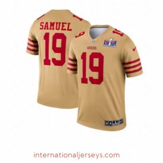 Top notch San Francisco 49ers 19 Deebo Samuel Gold Inverted Legend 2024 Super Bowl LVIII Stitched Football Jersey