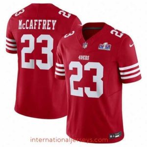 Deluxe San Francisco 49ers 23 Christian McCaffrey Red 2023 F.U.S.E  Vapor Untouchable Limited Stitched Football 2024 Super Bowl LVIII Jersey