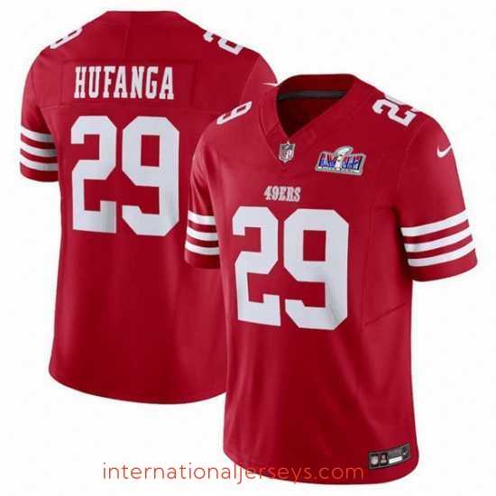 Premium San Francisco 49ers 29 Talanoa Hufanga Red 2023 F.U.S.E With John Madden Patch Vapor Limited Stitched Football 2024 Super Bowl LVIII Jersey