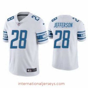 Outstanding White Detroit Lions 28 Jermar Jefferson Vapor Untouchable Limited Stitched Jersey