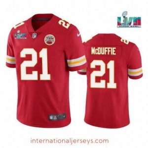 High quality Toddler Kansas City Chiefs 21 Trent McDuffie Red Super Bowl LVII Patch Vapor Untouchable Limited Stitched Jersey