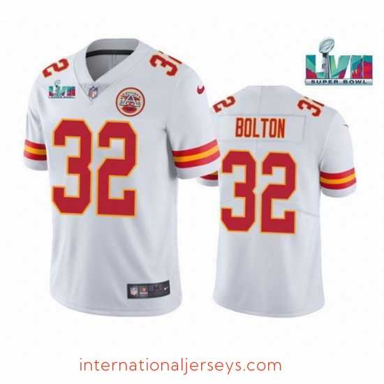 Deluxe Toddler Kansas City Chiefs 32 Nick Bolton White Super Bowl LVII Patch Vapor Untouchable Limited Stitched Jersey