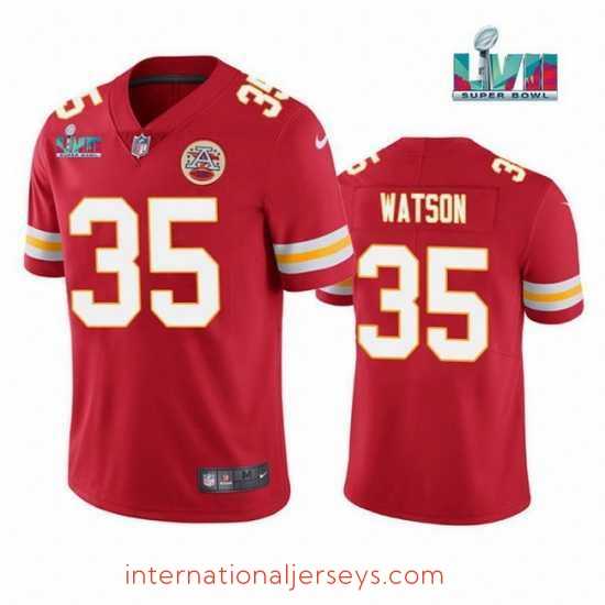 Finest Toddler Kansas City Chiefs 35 Jaylen Watson Red Super Bowl LVII Patch Vapor Untouchable Limited Stitched Jersey