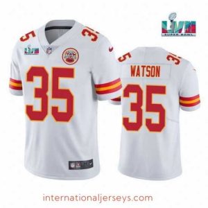 Top notch Toddler Kansas City Chiefs 35 Jaylen Watson White Super Bowl LVII Patch Vapor Untouchable Limited Stitched Jersey
