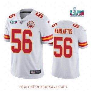High quality Toddler Kansas City Chiefs 56 George Karlaftis White Super Bowl LVII Patch Vapor Untouchable Limited Stitched Jersey