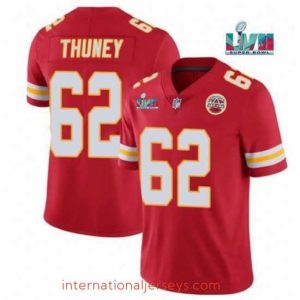Outstanding Toddler Kansas City Chiefs 62 Joe Thuney Red Super Bowl LVII Patch Vapor Untouchable Limited Stitched Jersey