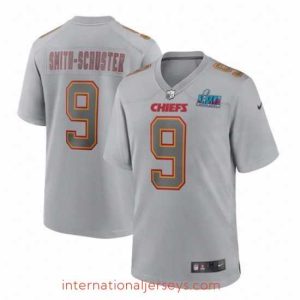 Exceptional Toddler Kansas City Chiefs 9 JuJu Smith Schuster Grey Super Bowl LVII Patch Atmosphere Fashion Stitched Game Jersey