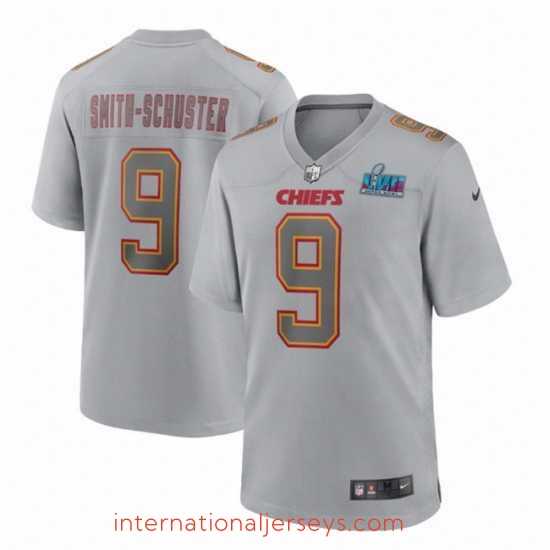 Exceptional Toddler Kansas City Chiefs 9 JuJu Smith Schuster Grey Super Bowl LVII Patch Atmosphere Fashion Stitched Game Jersey