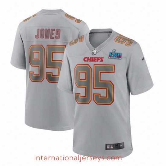 Superb Toddler Kansas City Chiefs 95 Chris Jones Grey Super Bowl LVII Patch Atmosphere Fashion Stitched Game Jersey