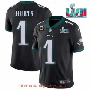 Finest Toddler Philadelphia Eagles 1 Jalen Hurts Black Super Bowl LVII Patch And 2 Star C Patch Vapor Untouchable Limited Stitched Jersey