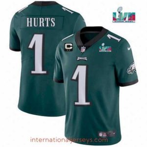 Superior Toddler Philadelphia Eagles 1 Jalen Hurts Green Super Bowl LVII Patch And 2 Star C Patch Vapor Untouchable Limited Stitched Jersey