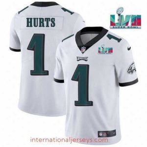 Superior Toddler Philadelphia Eagles 1 Jalen Hurts White Super Bowl LVII Patch Vapor Untouchable Limited Stitched Jersey