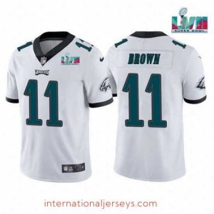 Premium Toddler Philadelphia Eagles 11 A J  Brown White Super Bowl LVII Patch Vapor Untouchable Limited Stitched Jersey