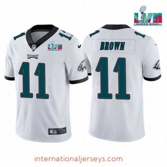 Premium Toddler Philadelphia Eagles 11 A J Brown White Super Bowl LVII Patch Vapor Untouchable Limited Stitched Jersey