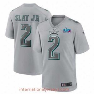 Outstanding Toddler Philadelphia Eagles 2 Darius Slay Jr  Grey Super Bowl LVII Patch Atmosphere Fashion Stitched Game Jersey