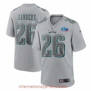 Finest Toddler Philadelphia Eagles 26 Miles Sanders Grey Super Bowl LVII Patch Atmosphere Fashion Stitched Game Jersey